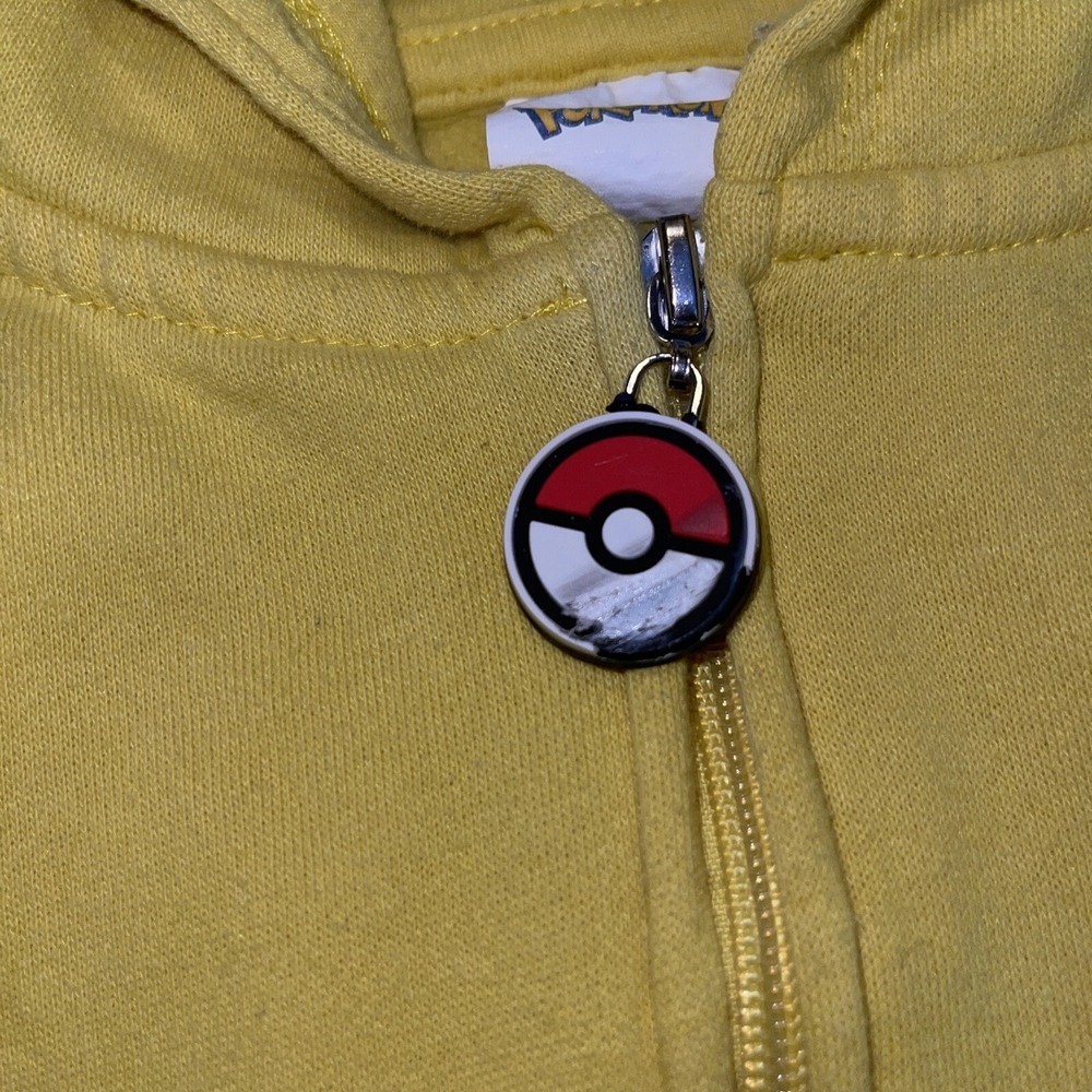 Pokemon Pikachu Face Hoodie Size Small Youth Sweatshirt Zipper Front Yellow - Picture 7 of 13
